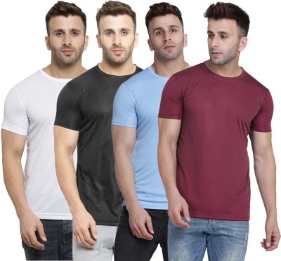 TQH Solid Men Round Neck Light Blue, White, Maroon, Black T-Shirt