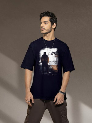 BEWAKOOF Printed Men Round Neck Blue T-Shirt