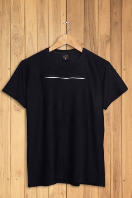 DyrectDeals Solid Men Round Neck Black T-Shirt