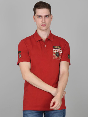 CANTABIL Solid Men Polo Neck Red T-Shirt