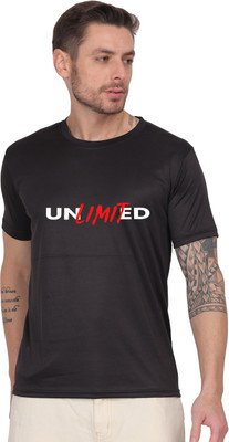 febb Printed Men Round Neck Black T-Shirt