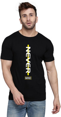 SLOWLORIS Typography Men Round Neck Black T-Shirt
