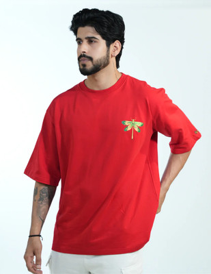 Civilowl Printed Men Round Neck Red T-Shirt