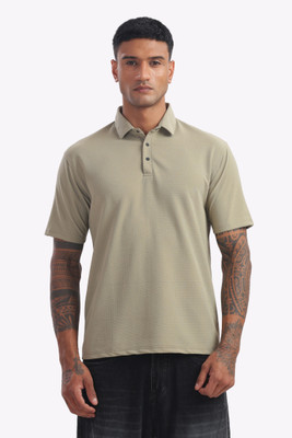 AttireWorth Solid Men Polo Neck Multicolor T-Shirt