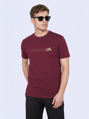 High on Soda Graphic Print Men Round Neck Maroon T-Shirt
