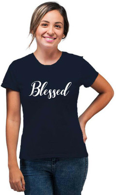 SmarTee Street Printed Women Round Neck Blue T-Shirt