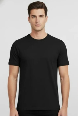 HilbertThreads Solid Men Round Neck Black T-Shirt