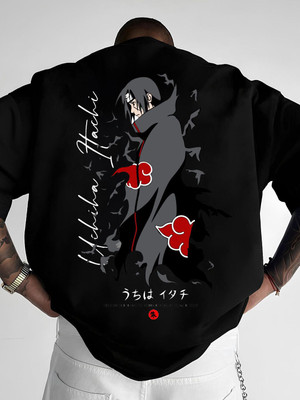 HADAR Self Design Men Round Neck Black T-Shirt