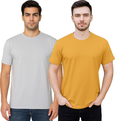 YUALIN CREATION Solid Men Crew Neck Multicolor T-Shirt