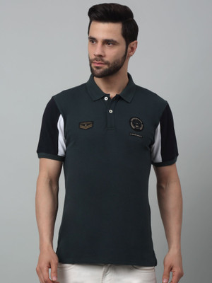CANTABIL Solid Men Polo Neck Green T-Shirt