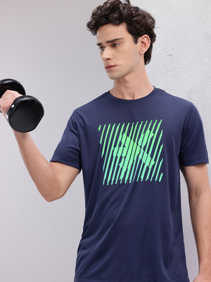 HRX by Hrithik Roshan Printed Men Round Neck Blue T-Shirt