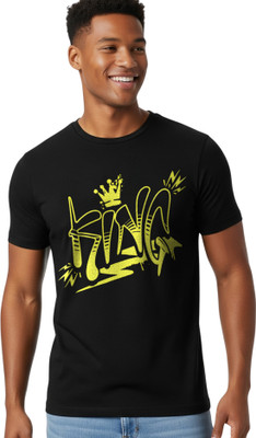 Vibexx Printed Men Round Neck Black T-Shirt