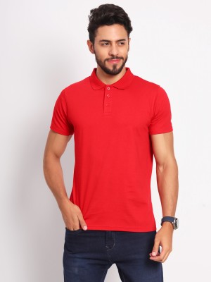 Ap'pulse Solid Men Polo Neck Red T-Shirt
