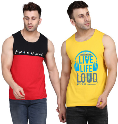 SLOWLORIS Printed Men Round Neck Yellow, Black, Red T-Shirt