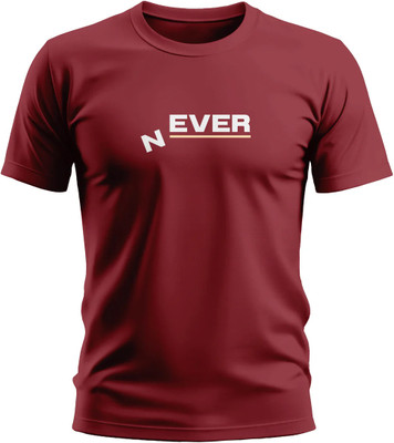 Warriorworld Typography Men Round Neck Maroon T-Shirt