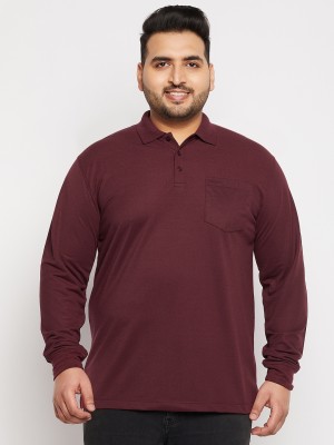 Adobe Solid Men Polo Neck Maroon T-Shirt