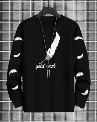 FastColors Printed Men Round Neck Black T-Shirt
