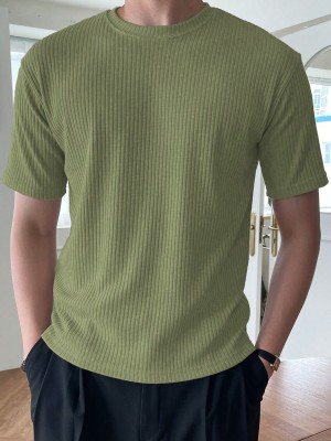 GRECIILOOKS Solid Men Round Neck Light Green T-Shirt