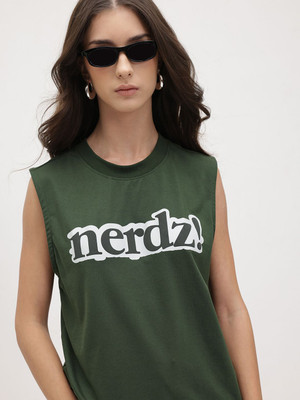 Roadster Printed Women Round Neck Green T-Shirt