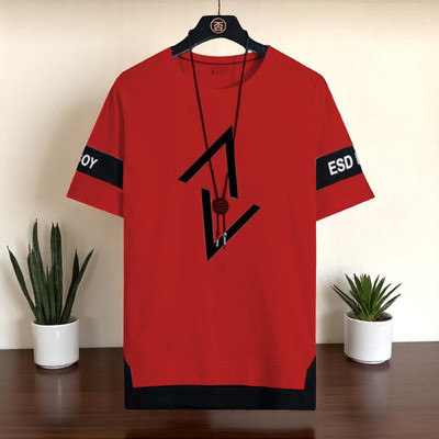 FASHIUM Printed Men Round Neck Red T-Shirt