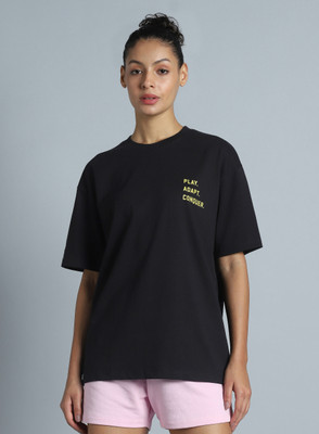 Cult Typography Women Round Neck Black T-Shirt