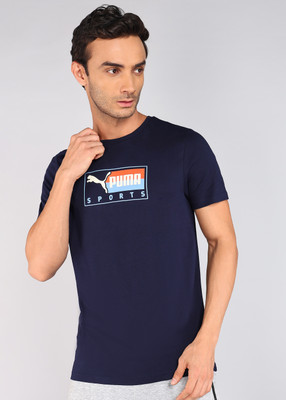 PUMA Printed Men Round Neck Blue T-Shirt