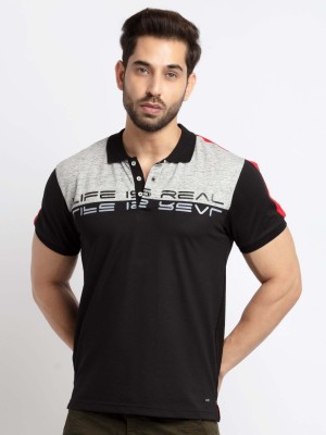 Status Quo Colorblock Men Polo Neck Black T-Shirt