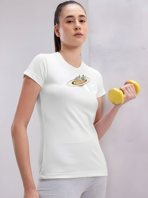 SZN Graphic Print Women Round Neck White T-Shirt