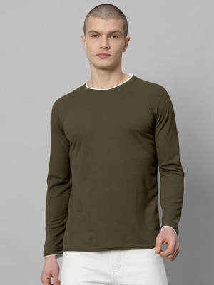 METRONAUT Solid Men Round Neck Dark Green T-Shirt