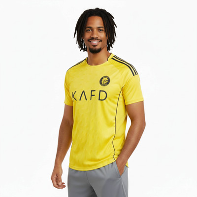 Thiva Printed Men V Neck Yellow T-Shirt