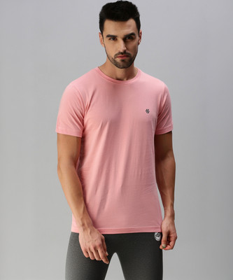 ONN Solid Men Round Neck Pink T-Shirt