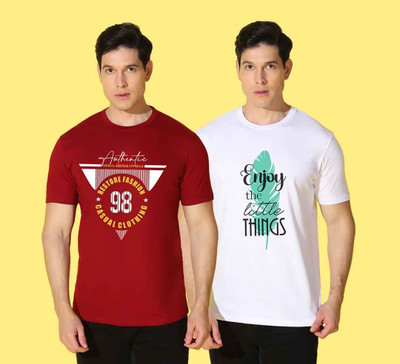 WOOSTRO Typography Men Round Neck Multicolor T-Shirt