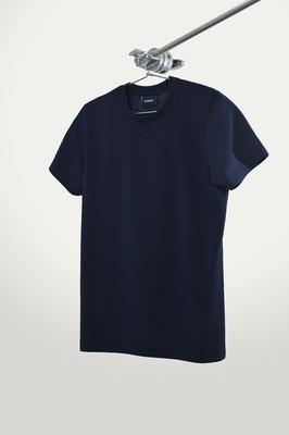 Normie Solid Men Round Neck Navy Blue T-Shirt