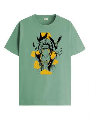 ADRO Graphic Print Men Round Neck Light Green T-Shirt