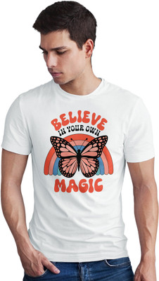 Seek Buy Love Printed Men Round Neck White T-Shirt