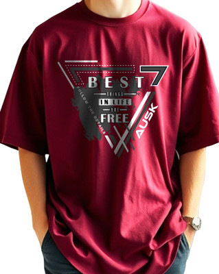 AUSK Printed Men Round Neck Maroon T-Shirt