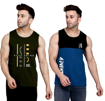 Cryptic Printed Men Round Neck Dark Green, Black, Dark Blue T-Shirt