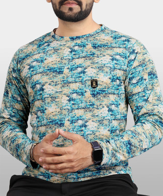 VeBNoR Printed Men Round Neck Blue T-Shirt