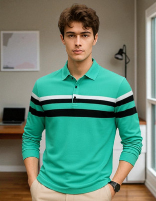 Autna Solid Men Polo Neck Green T-Shirt