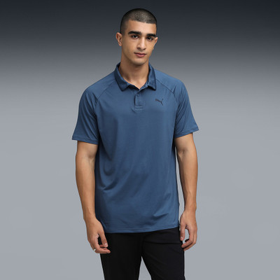 PUMA Printed Men Polo Neck Blue T-Shirt