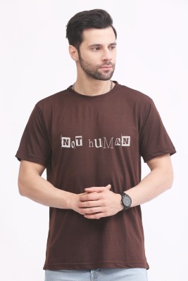 Shovena Graphic Print Men Round Neck Brown T-Shirt