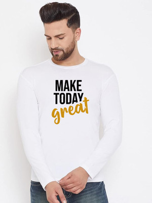 LV CARE Printed Men Round Neck White T-Shirt