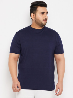 Adobe Solid Men Round Neck Blue T-Shirt