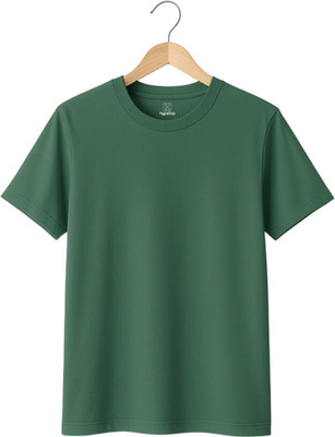HypeDrip Solid Men Round Neck Green T-Shirt