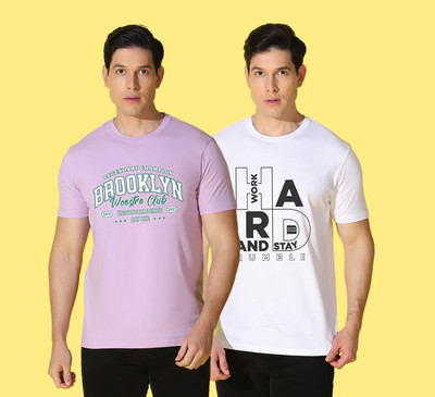 WOOSTRO Printed Men Round Neck Multicolor T-Shirt