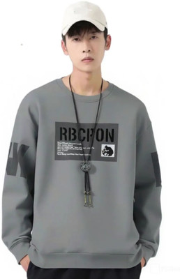 MUUNKEY Printed Men Round Neck Grey T-Shirt