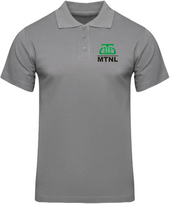 PrintHolic Printed, Typography Men Polo Neck Grey T-Shirt