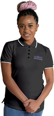 Fighterhero Solid Women Polo Neck Grey T-Shirt