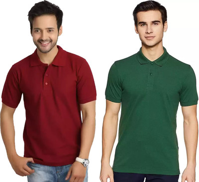 Cloroot Solid Men Polo Neck Multicolor T-Shirt