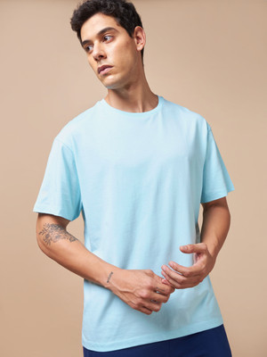 Cult Solid Men Round Neck Blue T-Shirt